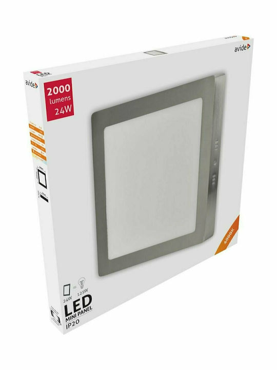 Avide ACSMNW-S-24W-ALU-SN Pătrat În aer liber Panou LED Putere 24W cu Alb Natural Lumini 30x30cm.