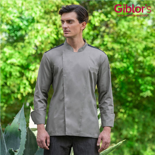 Giblor's Coat Chef Unisex Gray with Long Sleeve Raul