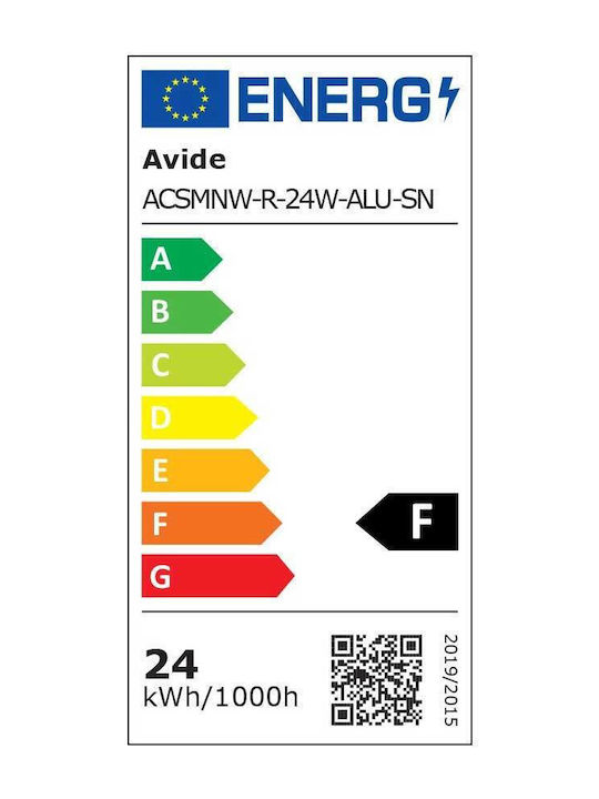 Avide ACSMNW-R-24W-ALU-SN Rund Draußen LED Panel 24W mit Natürliches Weiß Licht 4000K