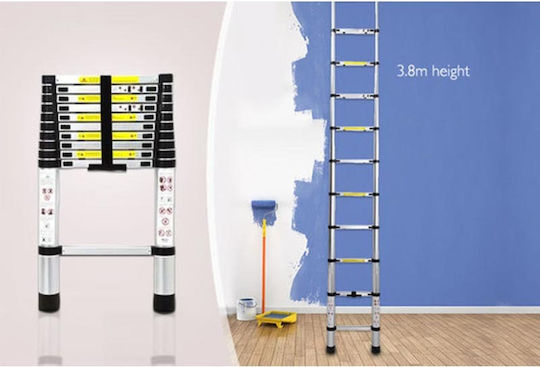 Vesta Telescopic Ladder Aluminum 13 of Steps with Maximum Height 3.8m