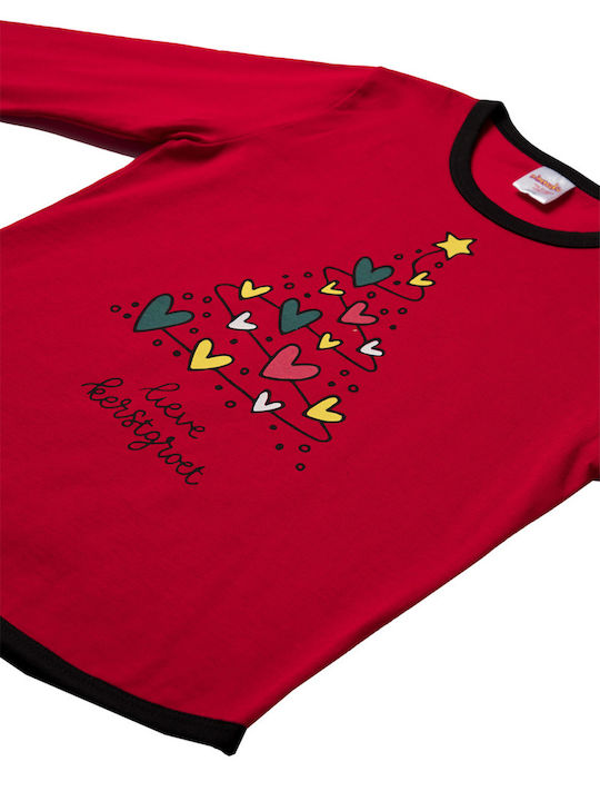 Minerva Kids Cotton Pyjama for Girls (4-10 years old) - 61895-45 Red-Black