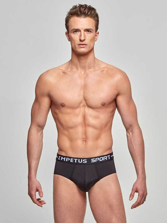 Sports briefs with external rubber IMPETUS SPORT BLACK