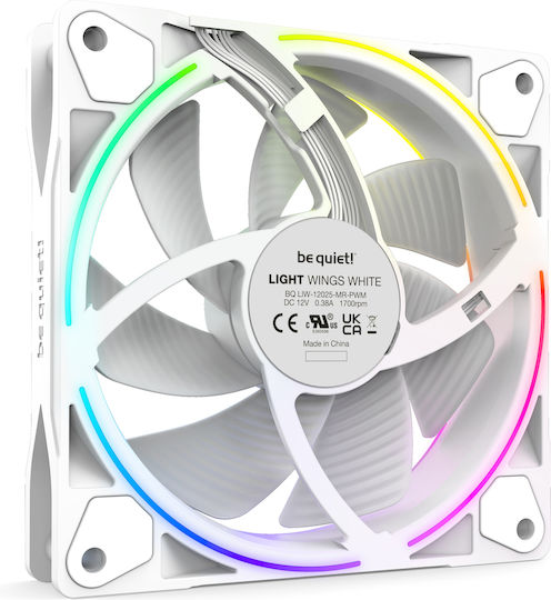 Be Quiet Light Wings Case Fan 120mm (1700rpm / 41.51cfm) με ARGB Φωτισμό και Σύνδεση 4-Pin PWM 3τμχ Λευκό
