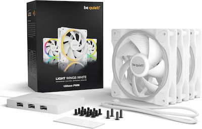 Be Quiet Light Wings Ventilator Carcasă 120mm cu Iluminare ARGB și Conexiune 4-Pin PWM 3buc Alb