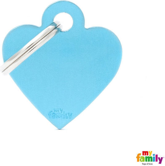 My Family Etichetă Basic Pentru Identificarea Câinilor Inimă Albastră Cu Lumină Metalică Personalizată