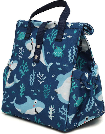 The Lunch Bags Kids Geantă Izotermică de Prânz de Mână pentru Școală 5lt Albastru 21 x 16 x 24cm Rechin