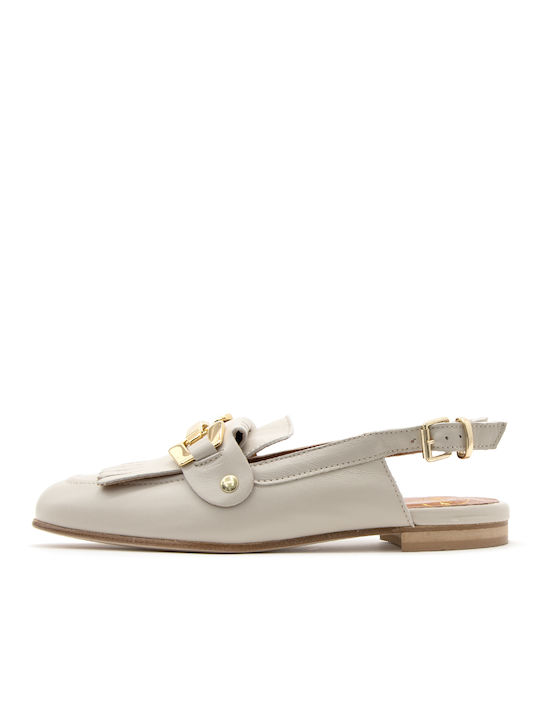 VELAIDE LEATHER SLINGBACK MOCCASINS WOMEN VELAIDE IVORY-GOLD (VLD-M14-D-AVORIO-L)