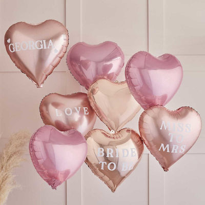 Bachelor Personalized Foil Balloons Hearts, set of 8 pieces