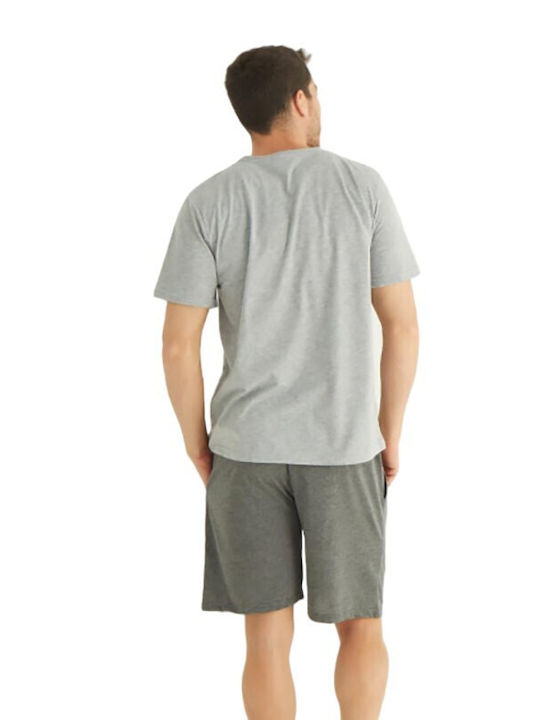 Men's Short Sleeve and Short Pants Pyjama Baracuda-6170-13 GRAY As shown in the picture