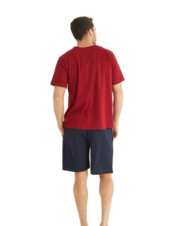 Men's Short Sleeve and Short Pants Pyjama Baracuda-6170-18 BORDEAUX As shown in the image