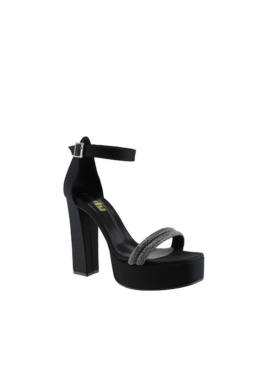 LADY Shoes Sandale pentru femei 01 Black Satin