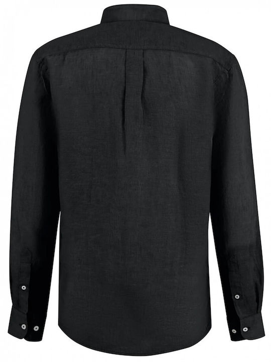 Fynch Hatton Men's Shirt Long Sleeve Linen Black