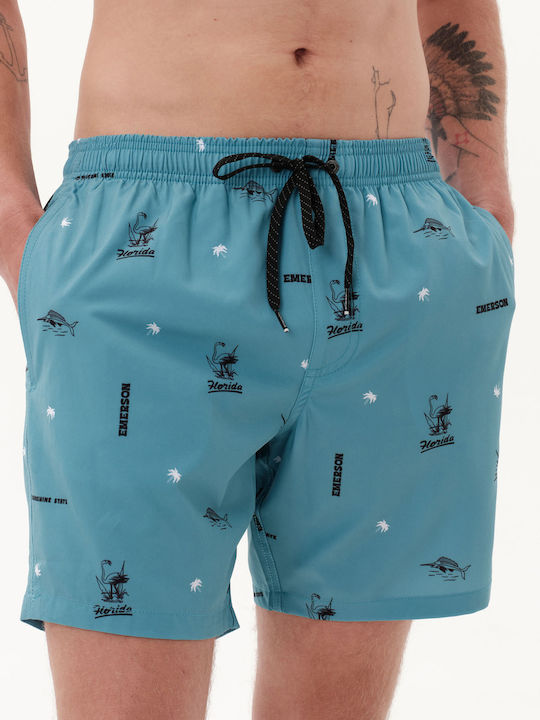 Herren-Bademode Kurze Hosen Hellblau Mit Mustern
