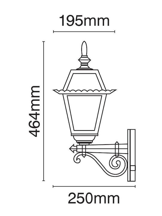 VK Lighting VK/01030/GB Wandmontierte Außenbeleuchtung Laterne 25x46.4cm VK Lighting VK/01030/GB Wandmontierte Außenbeleuchtung Laterne 25x46.4cm