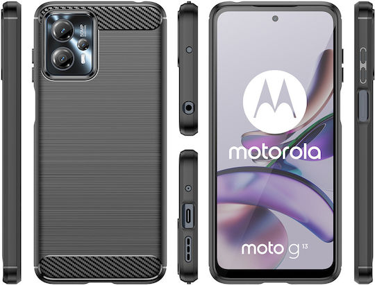 Hurtel Carbon Back Cover Σιλικόνης Μαύρο (Moto G13)