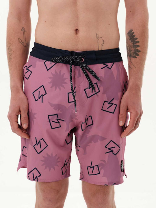 Leisure Men's Swimwear Bermuda Pink with Patterns