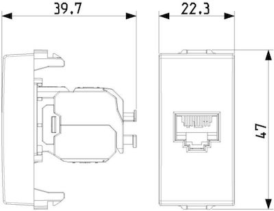 Vimar NEVE UP Μονή Πρίζα Δικτύου RJ45 χωρίς Πλαίσιο Τύπου Cat6 σε Λευκό Χρώμα 09339.6