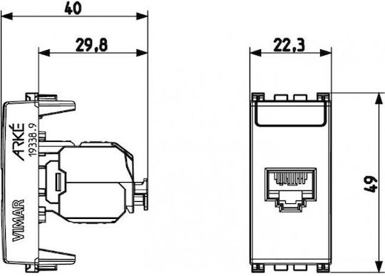 Vimar Arke Μονή Πρίζα Δικτύου RJ45 χωρίς Πλαίσιο Τύπου Cat6 σε Λευκό Χρώμα 19339.15.B
