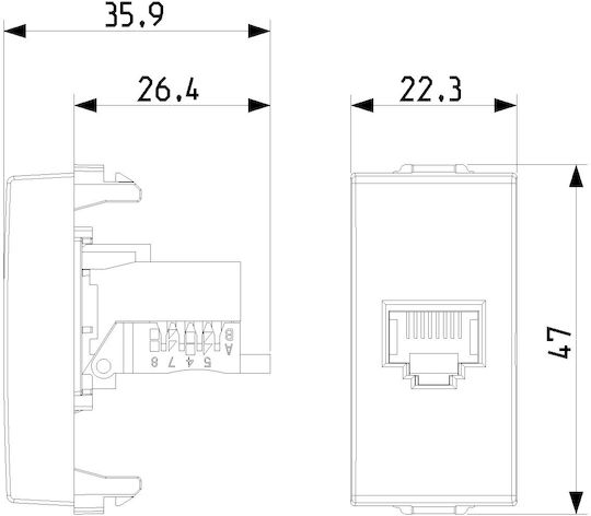 Vimar Μονή Πρίζα Δικτύου RJ45 χωρίς Πλαίσιο Τύπου Cat5 σε Λευκό Χρώμα 09338.9