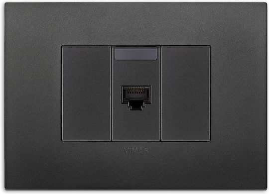 Vimar Arke Μονή Πρίζα Δικτύου RJ45 χωρίς Πλαίσιο Τύπου Cat5 σε Μαύρο Χρώμα (Cat.5e) 19339.11