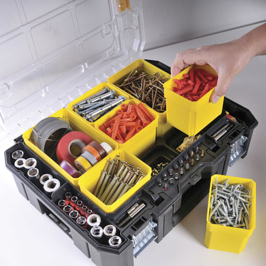 Stanley Fatmax Tstak Tool Compartment Organiser 7 Slot with Removable Box Yellow 44x33.17x16.31cm