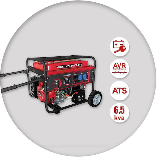 Miyake HZB6500 Γεννήτρια Βενζίνης Τετράχρονη με Χειροκίνητη Μίζα, Ρόδες και Μέγιστη Ισχύ 6.5kVA