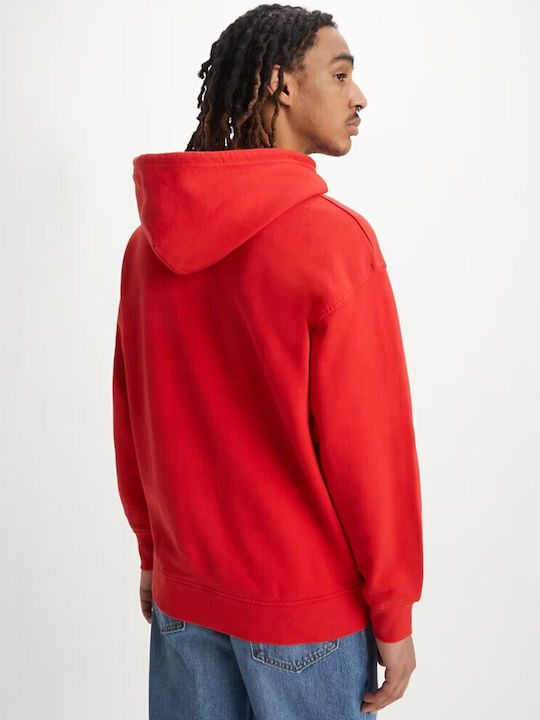 Levi's Men's Sweatshirt with Hood and Pockets Red