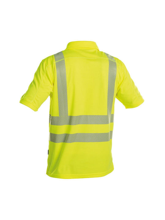 Dassy Workwear Brandon Mâneci scurte Bluză de Lucru Polo Galbenă cu Benzi Reflective 2028 UPF 50+