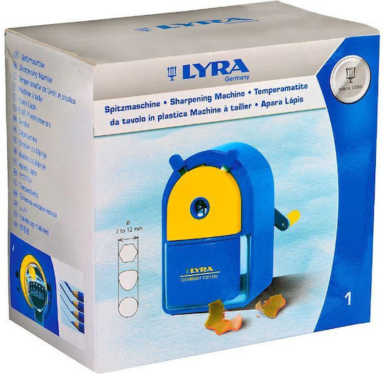 Lyra Πλαστική Ξύστρα Μπλε Βαρελάκι με Μανιβέλα