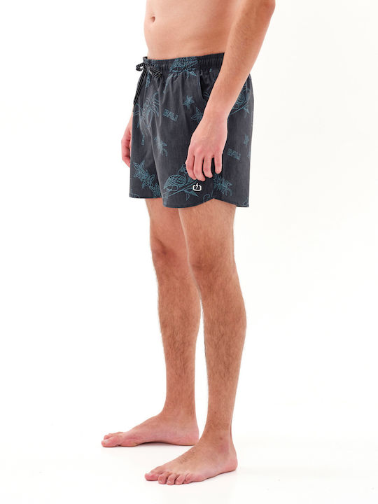 Men's Swimwear Shorts Navy Blue with Patterns