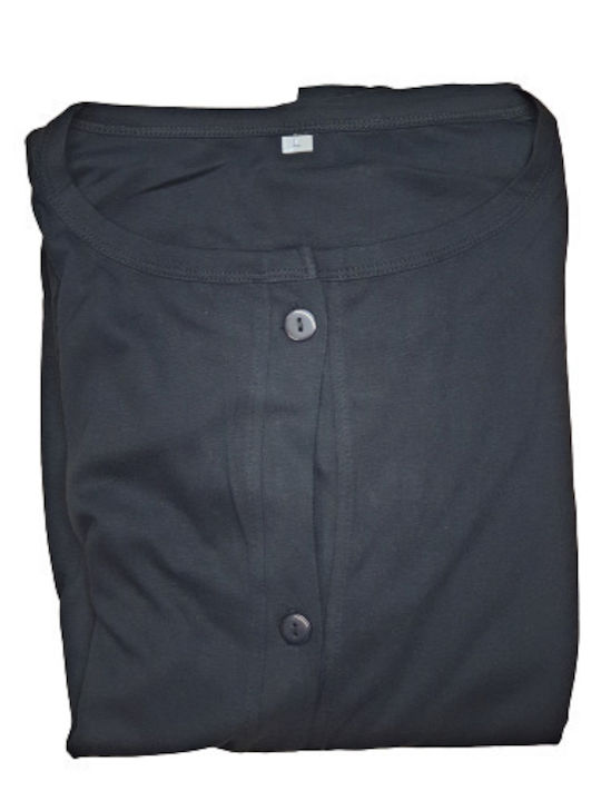 Robe CM short sleeve cotton short sleeve with buttons at the bottom 100% cotton with pockets and belt Black color