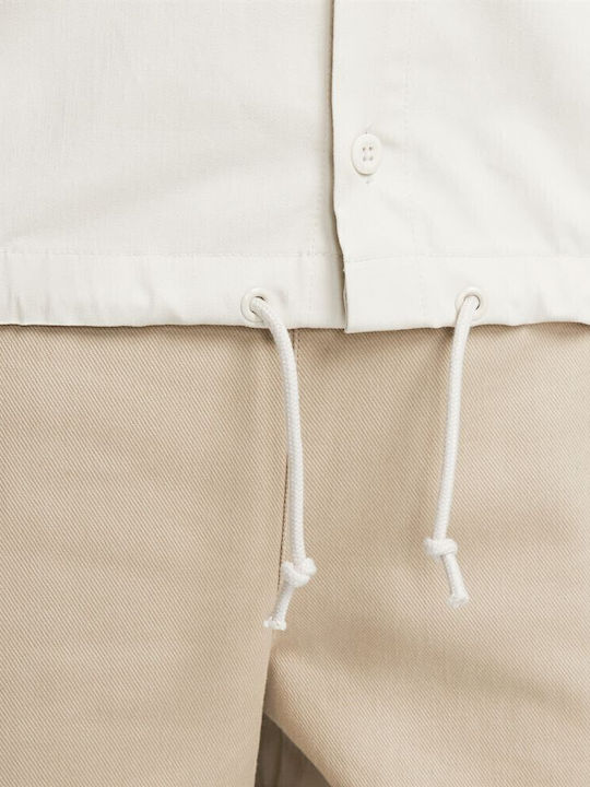Club Button Down Top Kurzärmlig Baumwolle Hemd Beige