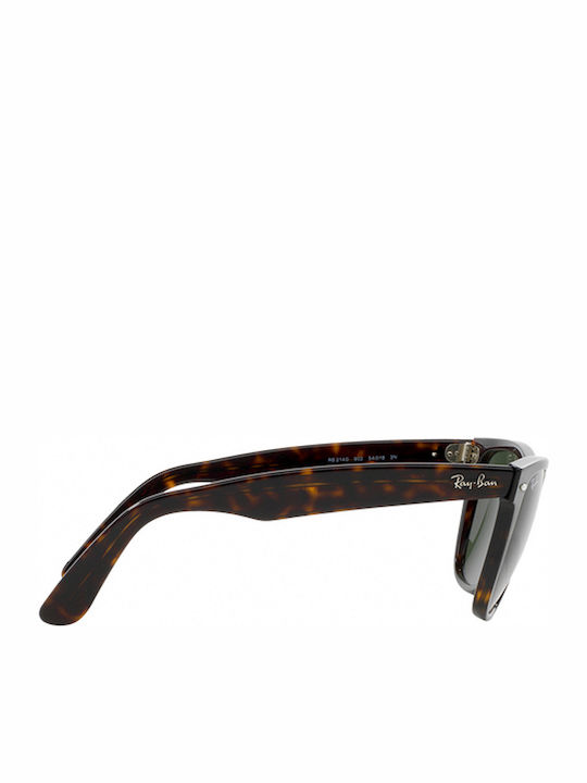Ray Ban Wayfarer Unisex Sunglasses with Brown Tartaruga Plastic Frame and Green Lens RB2140 902