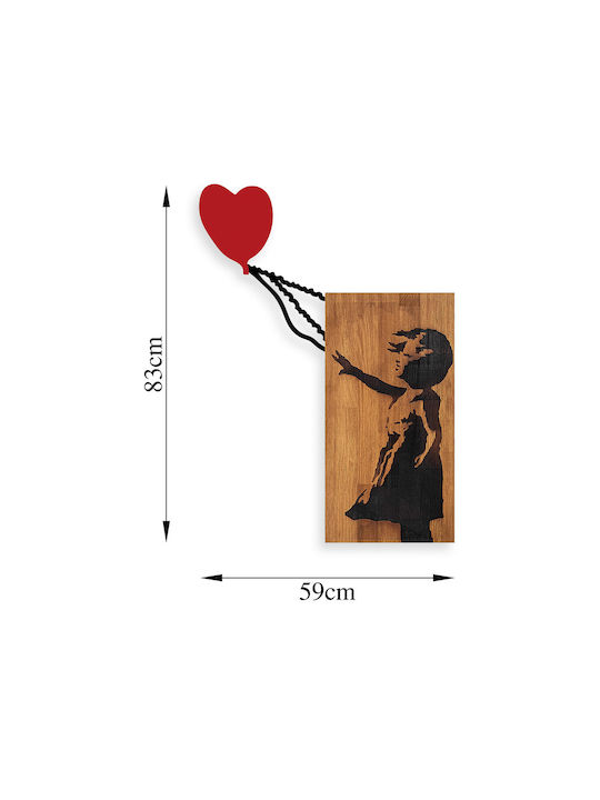 Artă Mixtă 3D Banksy Negru Din Lemn 60x83cm