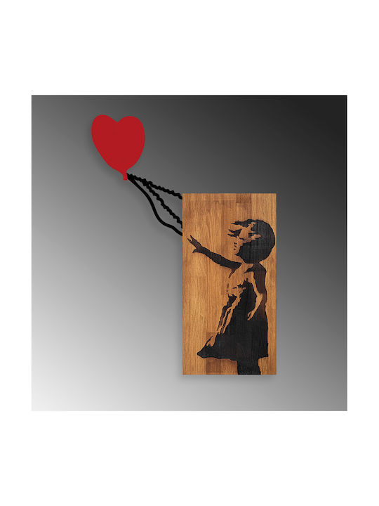 Artă Mixtă 3D Banksy Negru Din Lemn 60x83cm