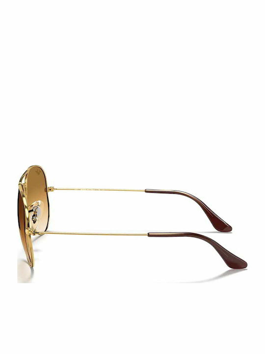 Ray Ban Aviator Unisex Sunglasses with Gold Metal Frame and Brown Gradient Mirror Lens RB3025 001/51