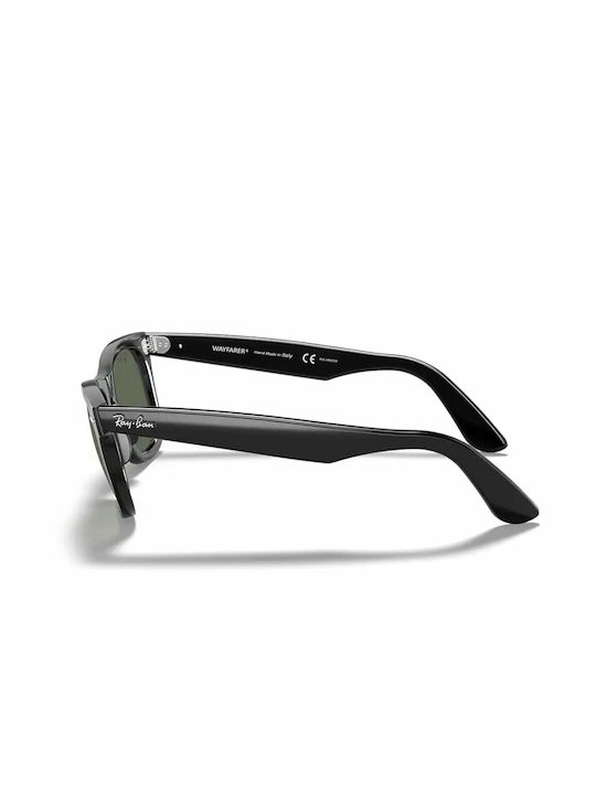 Ray Ban Wayfarer Sunglasses with Black Acetate Frame and Green Polarized Lenses 2140 901/58