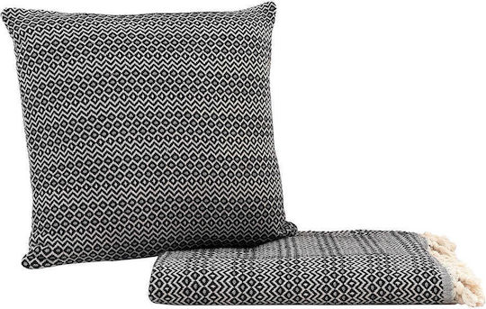Madi Sofa Cushion Herhaling Made of 100% Cotton Anthracite 45x45 cm
