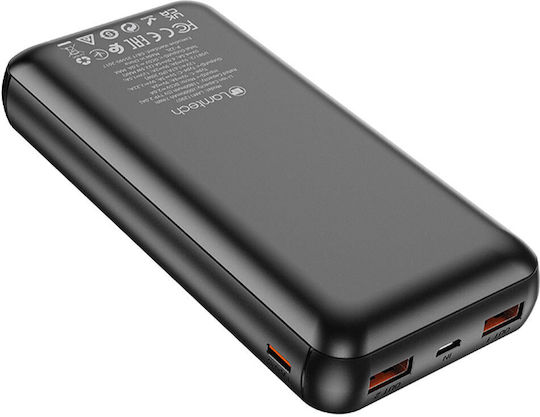 Lamtech Power Bank 20000mAh 22.5W με 2 Θύρες USB-A και 2 Θύρες USB-C Power Delivery / Quick Charge 3.0 Μαύρο