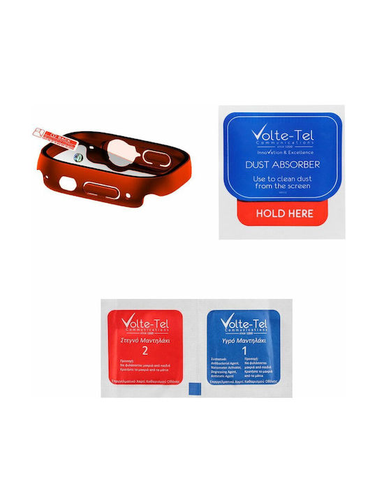 Volte-Tel Edge Cover with Key Plastic Case with Glass in Orange color for Apple Watch Ultra 49mm