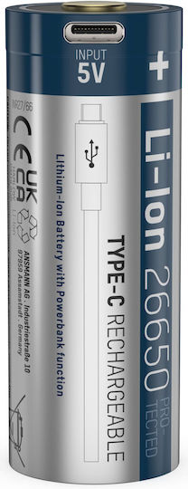 Ansmann Wiederaufladbare Batterie 26650 Li-Ion 5100mAh 3.6V 1Stück