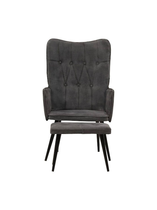 Bergère with Footstool Black 55x43x97cm