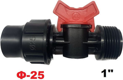 Palaplast 3166/0325 Connection Pipe Valve with Switch Lock Type and Male Thread 25x25.4x25mm