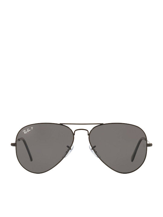 Ray Ban Aviator Unisex Sunglasses with Black Metal Frame and Black Polarized Lens RB3025 002/48
