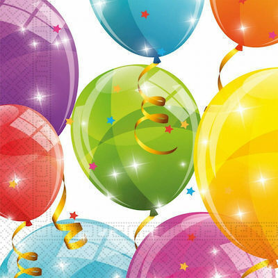 Χαρτοπετσέτες Jungle Balloons Πολύχρωμες 33x33εκ. 20τμχ