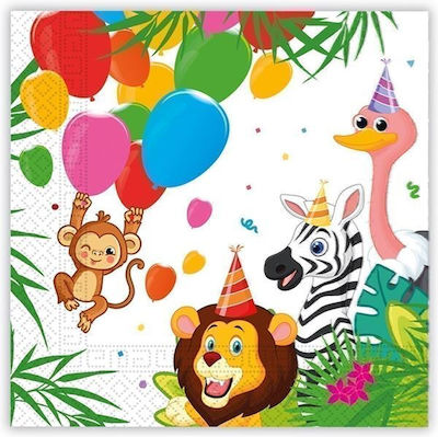 Party Napkins Jungle Balloons Multicolored 33x33cm. 20pcs