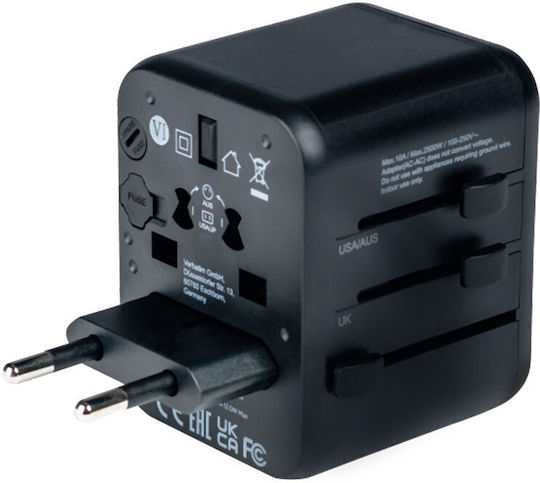 Verbatim Socket Adapter to Universal with 2 USB Ports