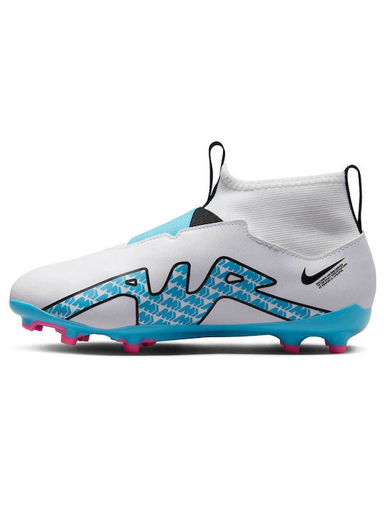 Nike Kids Molded Soccer Shoes with Sock without Laces White / Blue