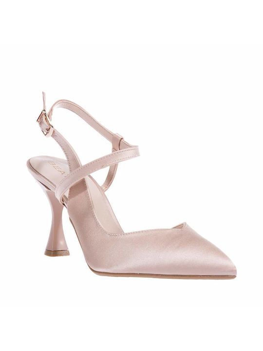 Women's satin pumps with opening Beatris 710-N Nude