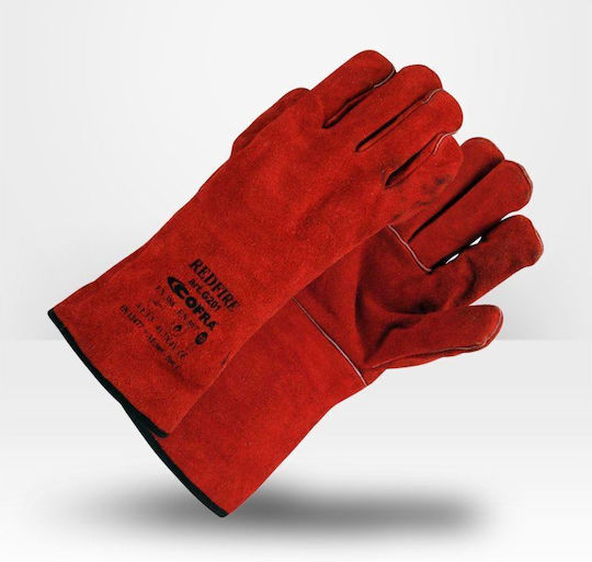 Cofra Redfire Gloves for Work Welding Red Leather/Cotton 1pcs